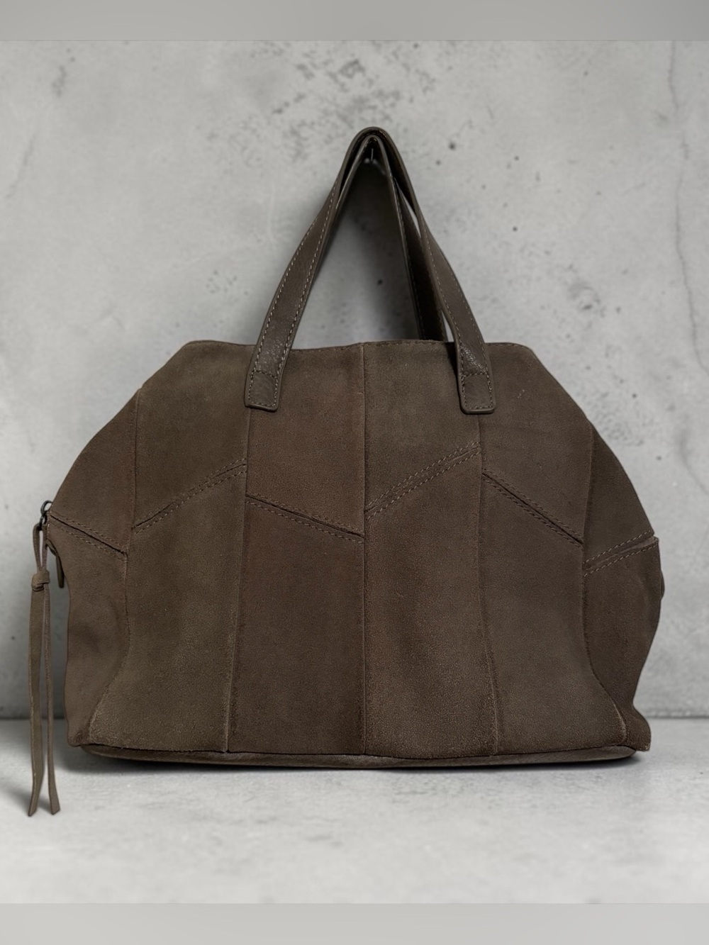 Altard State Taupe Leather Tote with Geometric Lining